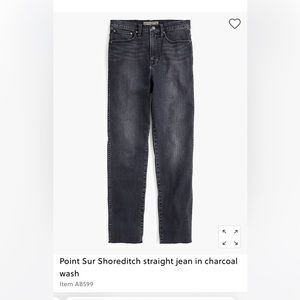 J. Crew Point Sur Shoreditch jeans Charcoal Wash